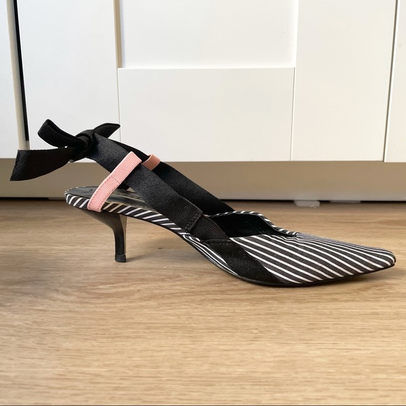 Stripe Pattern Sling Back Kitten Heels - Zara - Picture 5 of 6